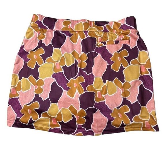 Pebble Beach Women's Mod Print Floral Skort Burgundy, Pink, Gold Size Medium - Picture 6 of 9